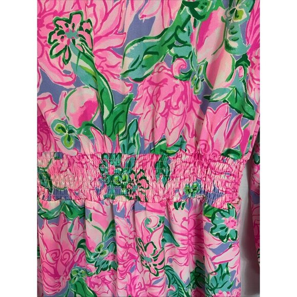 Lilly Pulitzer Cristiana Stretch Mini Dress Long Slv Floral Pink blossom size 8 - Picture 4 of 14